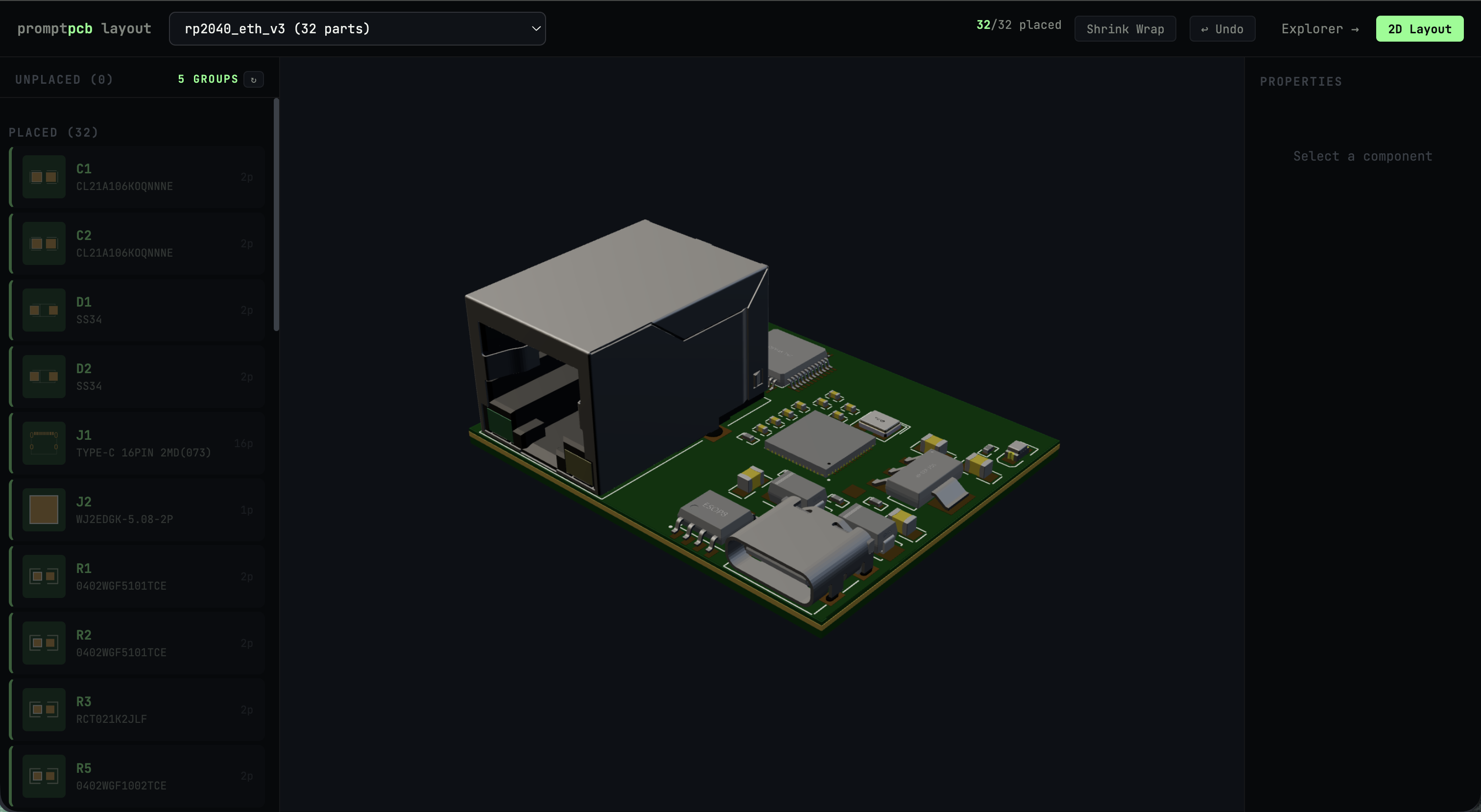 3D PCB render