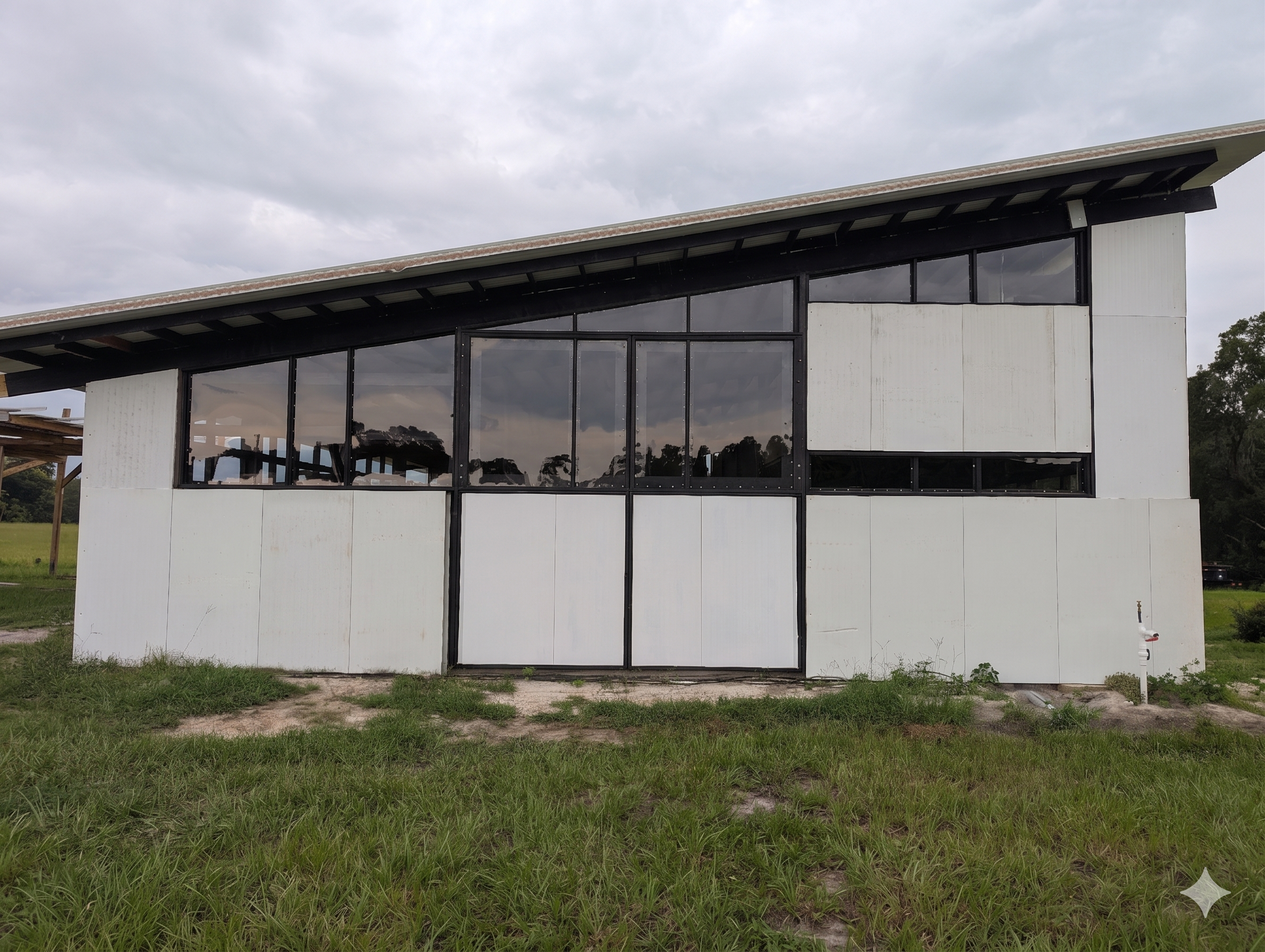 Steel insulated panel wall with clerestory windows